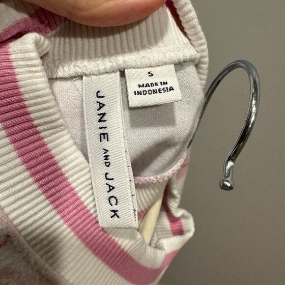 Janie and Jack Dress Sleeveless Flamingos Pink White Stretch Vacation Girls sz 5 - Picture 3 of 6